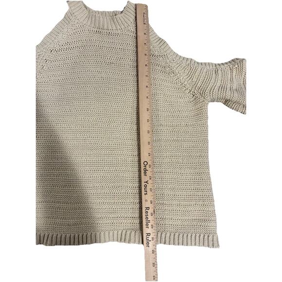 Tularosa Revolve Cream Chunky Knit Cold Shoulder Cotton Sweater Size Sm Preppy - Picture 6 of 7